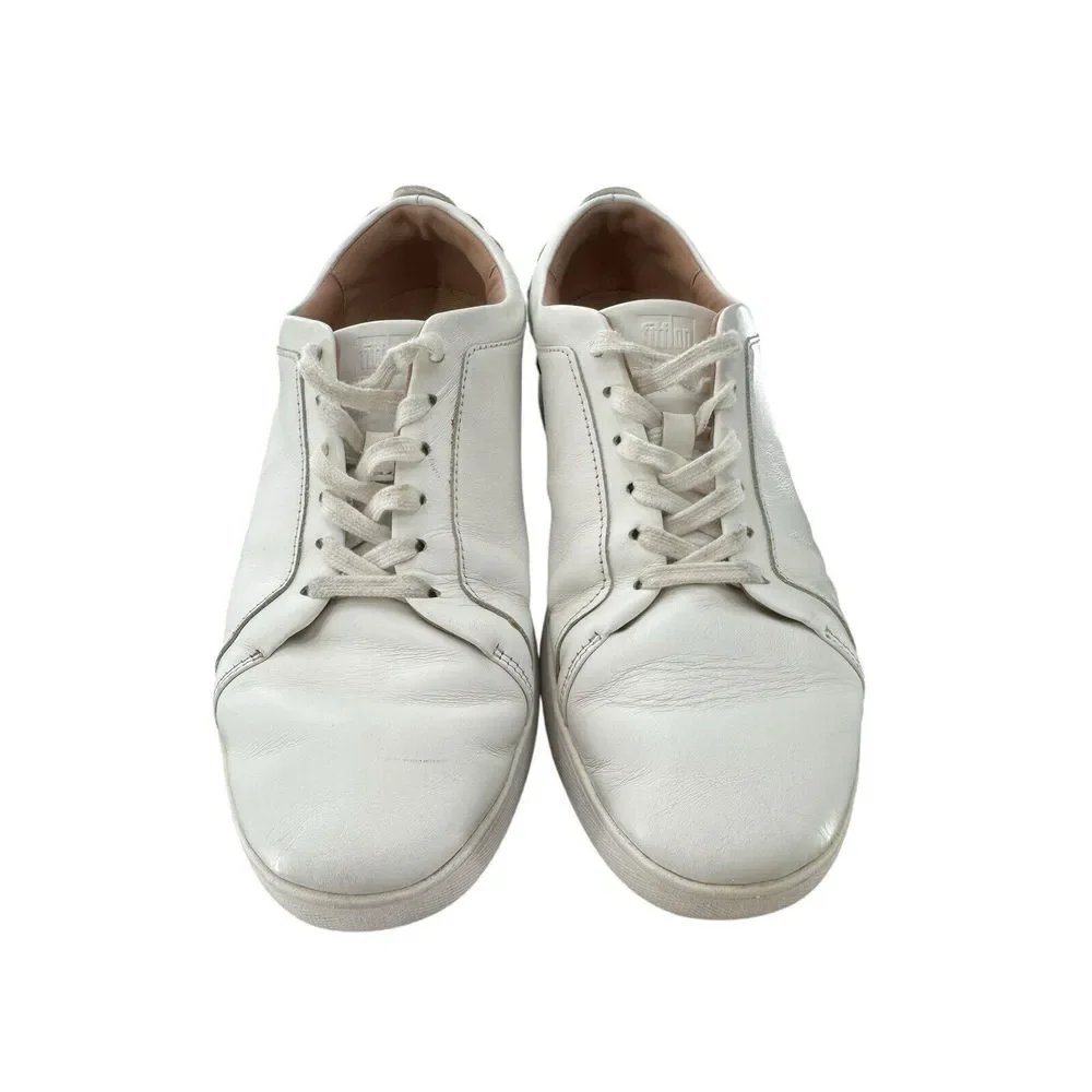Fitflop Rally Scallop White Leather Lace‎ Up Women's Sneakers Trainers Shoes 9